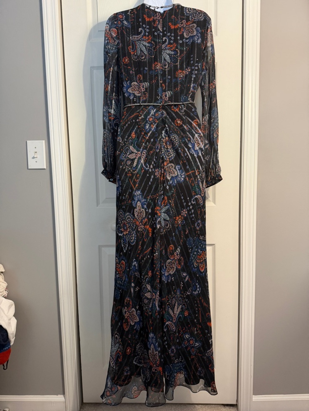 Veronica Beard Kaira Dress long sleeve V neck maxi dress size 2 silk - Picture 9 of 16